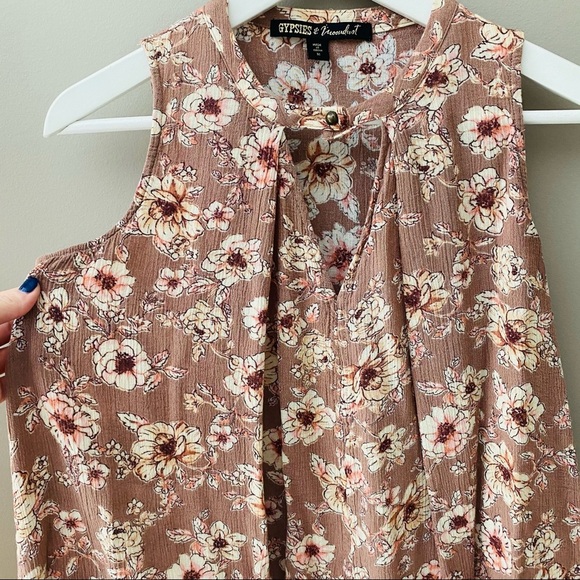 Gypsies & Moondust Floral Blush Pink Tank Top Pink Sz Medium - Picture 7 of 10